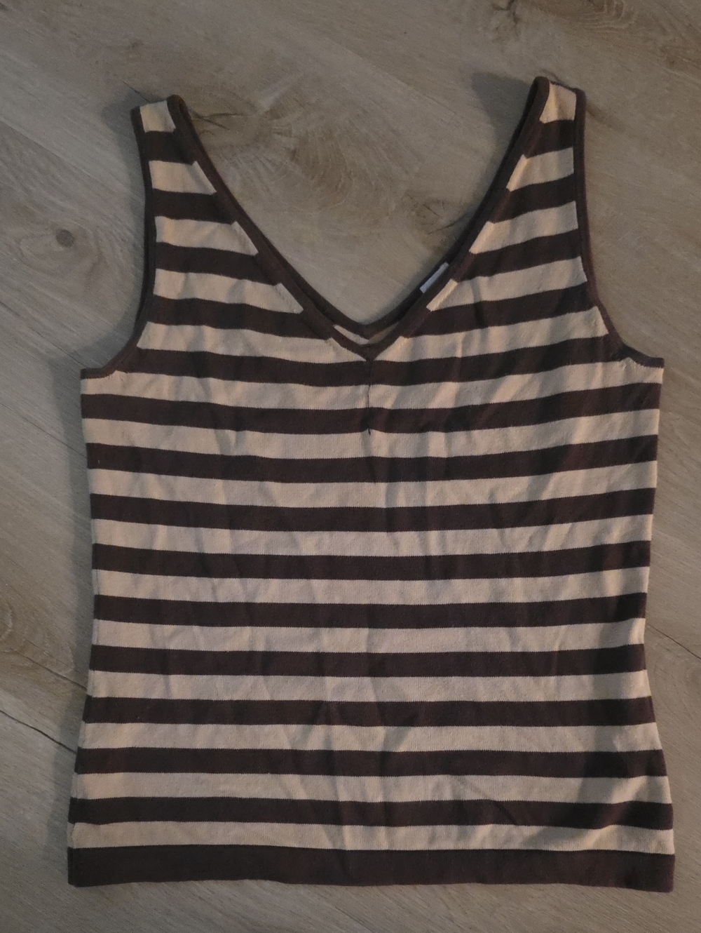 GAP Brown and Cream Striped V-Neck Tank